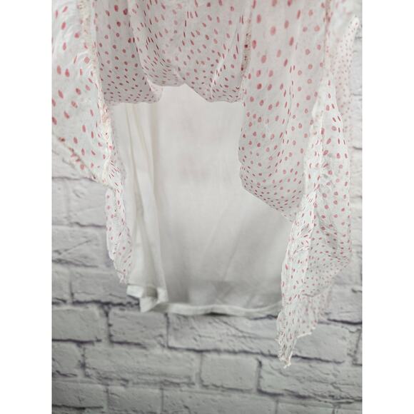 Tendenze Tank Top 100% Silk Blouse White Pink Polka Dot Sheer Silk NWT Med - Picture 2 of 8
